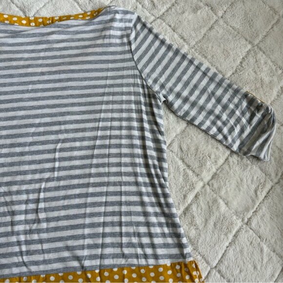 Matilda Jane | Gray & Yellow Oracle Tunic Top Stripes & Polka Dots | Size Medium - Picture 7 of 11